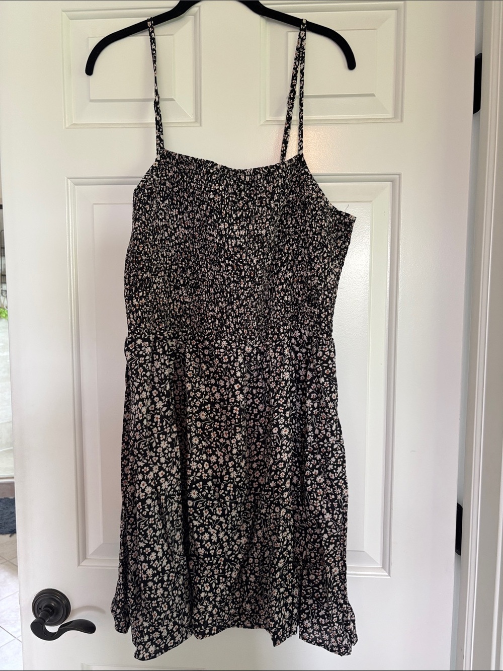 Angie Black Mini Dress with Cream Floral Print